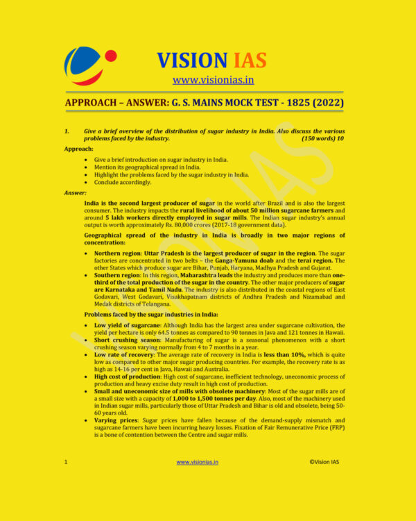 VISION IAS 2022 MODEL ANSWER APPROACH-ANSWER G.S MAINS MOCK TEST-1825 (2022) MODEL PAPER (BLANK & WHITE)