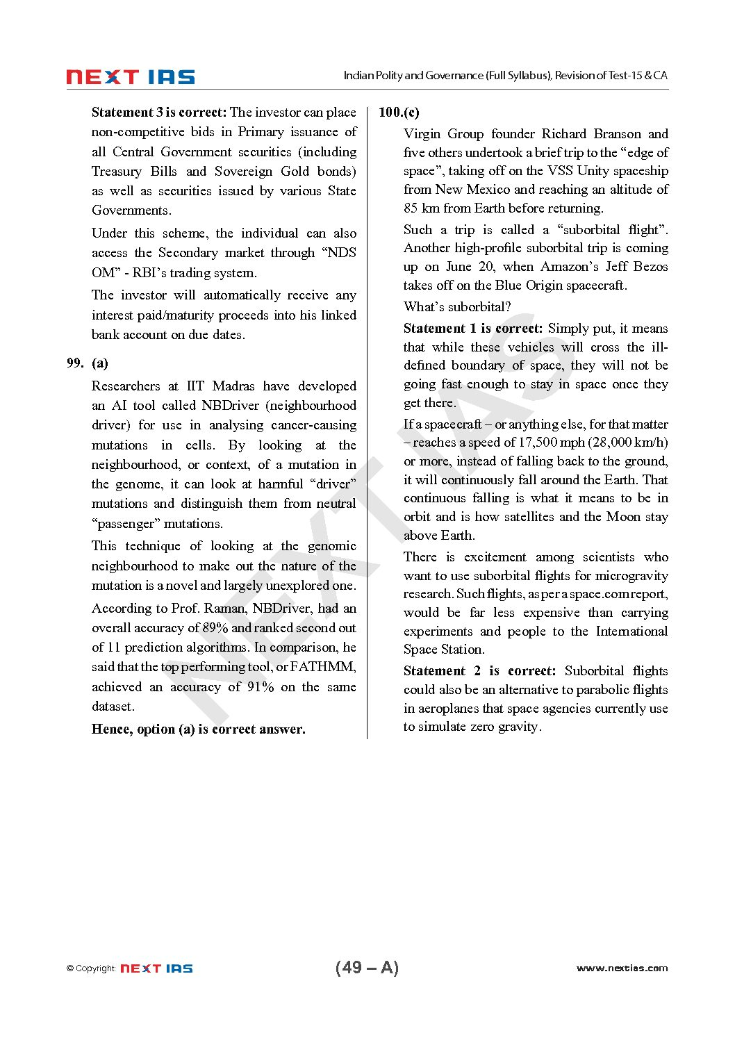 NEXTIAS 2022 TEST-16 (TEST CODE-221016) GENERAL STUDIES CSE (P) TEST SERIES 2022 SUBJECT- INDIAN POLITY & GOVERNANCE (FULL SYLLABUS)-REVISION OF TEST-15+CURRENT AFFAIRS –(JUNE 2021 TO JULY 2021) (BLACK & WHITE) - Image 2