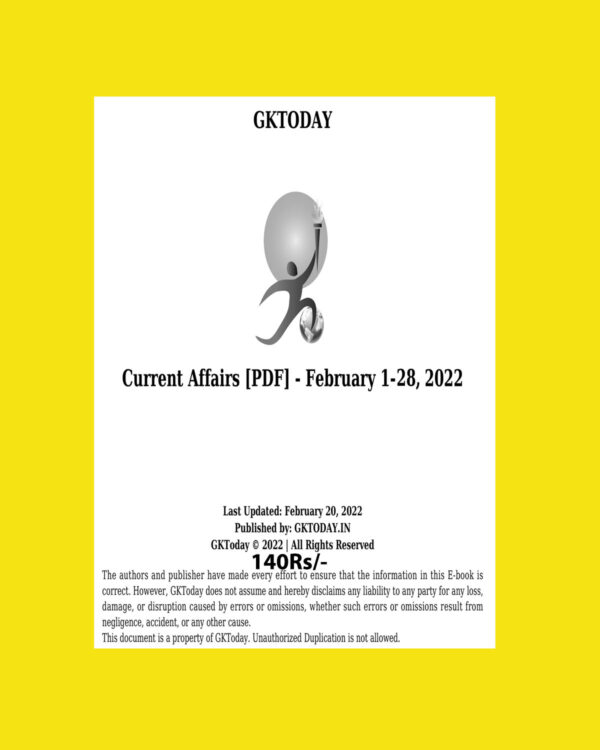 GKTODAY CURRENT AFFAIRS FEBRUARY 2022 (BLACK & WHITE)