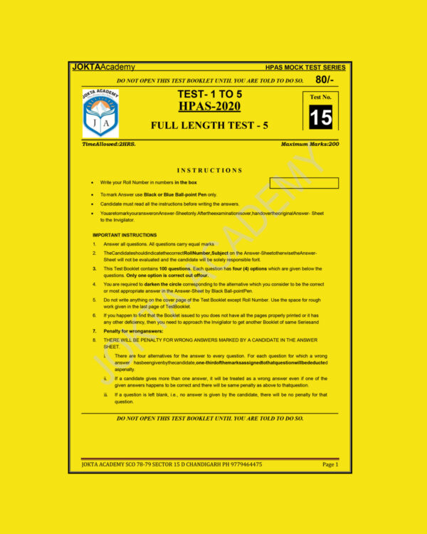 JOKTAIAS  ACADEMY TEST-1 TO 5 HPAS 2020-FULL LENGTH TEST(BLACK & WHITE)