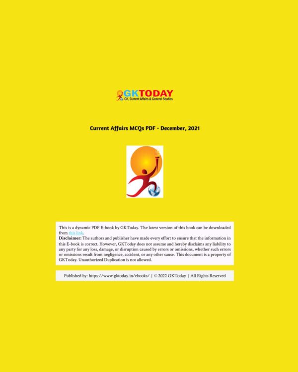 GK TODAY CURRENT AFFAIRS QUIZ DECEMBER 2021(BLACK & WHITE)