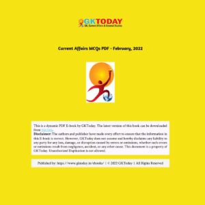 GKTODAY CURRENT AFFAIRS QUIZ FEBRUARY 2022 (BLACK & WHITE)