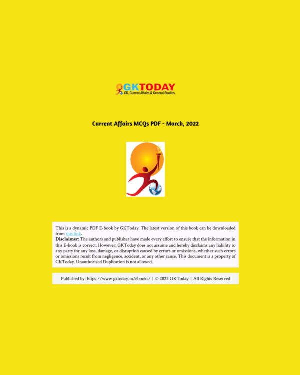 GKTODAY CURRENT AFFAIRS QUIZ MARCH 2022 (BLACK & WHITE)