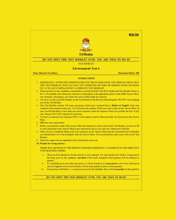 IAS BABA 2022 AIPTS TEST-6 (ENVIRONMENT ) 2022 (BLACK & WHITE)