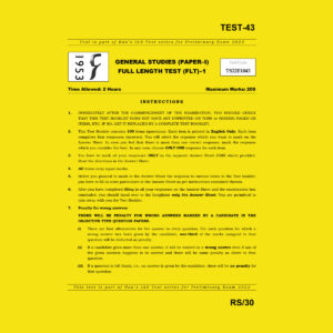 RAU’S IAS 2022 GENERAL STUDIES TEST-43(FULL LENGTH TEST) (BLACK & WHITE)