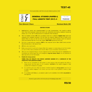 RAU’S IAS 2022 GENERAL STUDIES TEST-45 (FULL LENGTH TEST (BLACK & WHITE)
