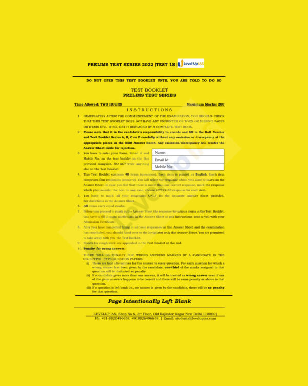 LEVELUP IAS 2022 TEST-18 (CSAT) (BLACK & WHITE)