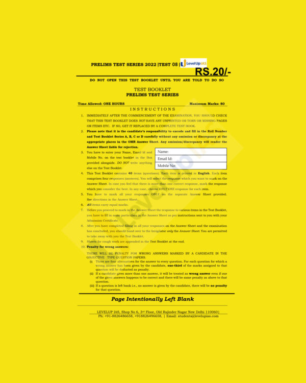 LEVELUP IAS 2022 TEST-8 (CSAT) (BLACK & WHITE)