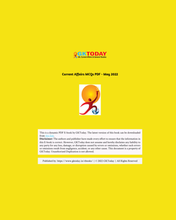 GKTODAY CURRENT AFFAIR QUIZ MAY  2022 (BLACK & WHITE)