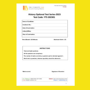 TRI-VERSITY IAS 2023 TEST SERIES YTS-2023-QUESTION-CUM- ANSWERS –(QCA)-BOOKLETS TEST-CODE-YTS 2023-01 (BLACK & WHITE)