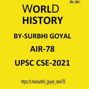 TOPPERS NOTES WORLD HISTORY  NOTES  BY SURBHI GOYAL AIR-78 UPSC CSE 2021 (HANDWRITTEN NOTES) (BLACK & WHITE)