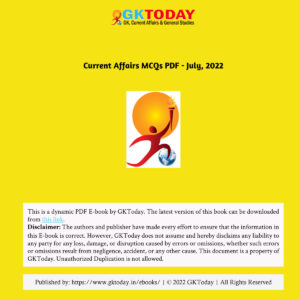 GKTODAY CURRENT AFFAIR  QUIZ JULY 2022 (BLACK & WHITE)
