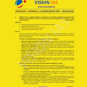 VISIONIAS 2022 MODEL ANSWER TEST-1840 APPROACH ANSWER GS MAINS MOCK (2022) MODEL PAPER (BLACK & WHITE)