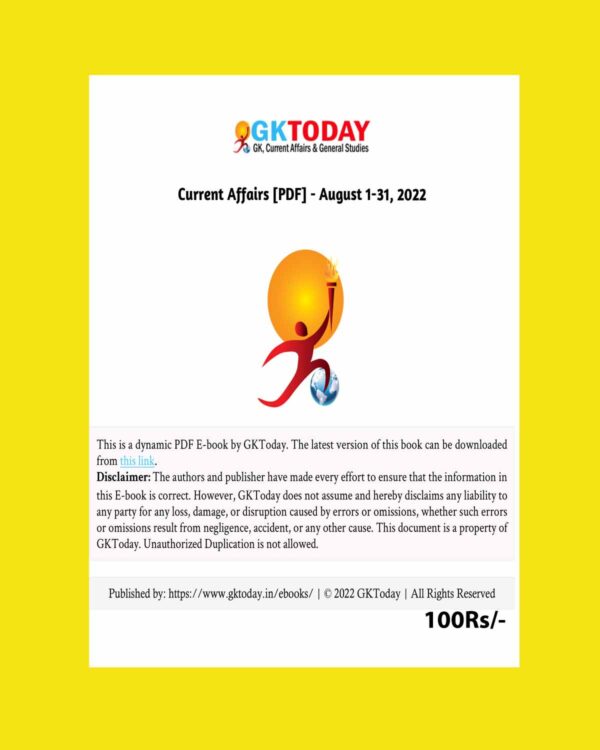 GKTODAY CURRENT AFFAIRS AUGUST- 2022 (BLACK & WHITE)