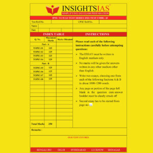 INSIGHTS ONINDIA 2022 QCA TEST-43 QCA (QUESTION CUM ANSWER BOOKLET) (BLACK & WHITE)