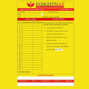 INSIGHTS ONINDIA 2022 QCA TEST-49 QCA (QUESTION CUM ANSWER BOOKLET) (BLACK & WHITE)