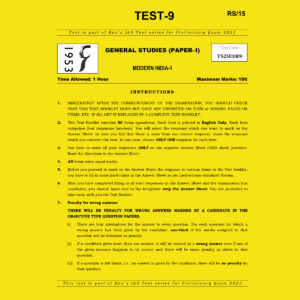 RAU’S IAS 2023 TEST-9 GS PAPER-1 MODERN INDIA -1 2022 (BLACK & WHITE)