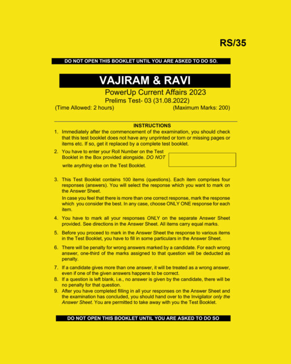 VAJIRAM & RAVI 2023 TEST-3 (POWER UP CURRENT AFFAIRS 2023) (BLACK & WHITE)