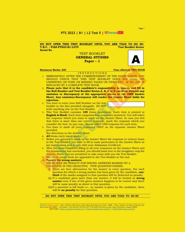 FORUM IAS 2023 PT TEST-5 BATCH-1 L2 (BLACK & WHITE)