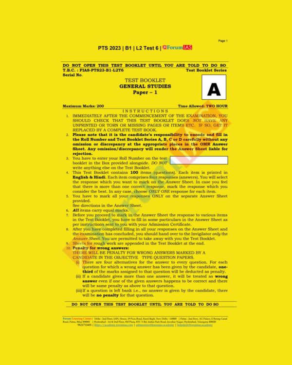 FORUM IAS 2023 PT TEST-6 BATCH-1 L2 (BLACK & WHITE)