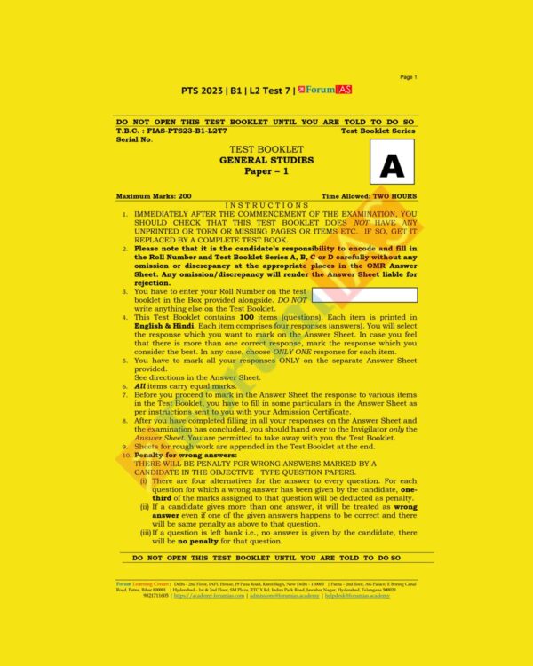 FORUM IAS 2023 PT TEST-7 BATCH-1 L2 (BLACK & WHITE)