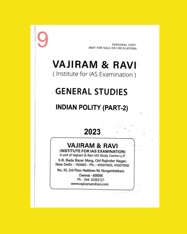 VAJIRAM & RAVI 2023 YELLOW BOOKS INDIAN POLITY PART-2 PRINTED NOTES 2023 (BLACK & WHITE)