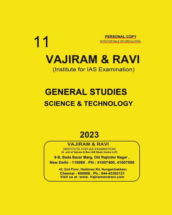 VAJIRAM & RAVI 2023 YELLOW BOOKS SCIENCE & TECHNOLOGY PRINTED NOTES 2023 (BLACK & WHITE)