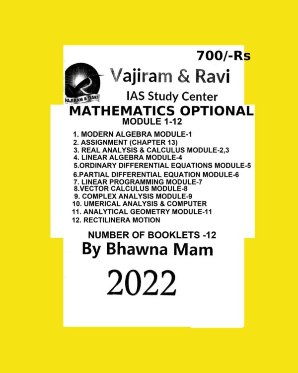 VAJIRAM & RAVI MATHEMATICS OPTIONAL CLASS NOTES (MODULE-1-12) BY BHAWNA MAM (BLACK & WHITE)