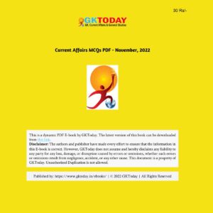 GKTODAY CURRENT AFFAIRS MCQS QUIZ NOVEMBER 2022 (BLACK & WHITE)