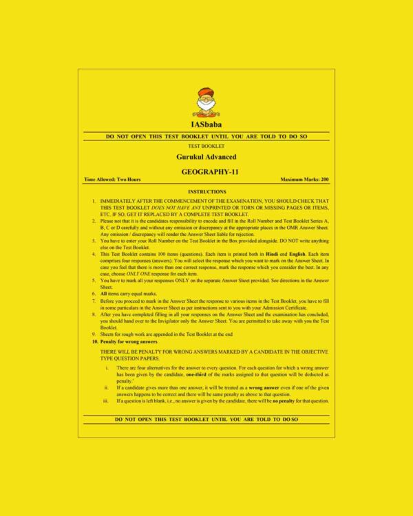 IAS BABA 2023 TEST-11 (GURUKUL ADVANCED GEOGRAPHY-3) (BLACK & WHITE)
