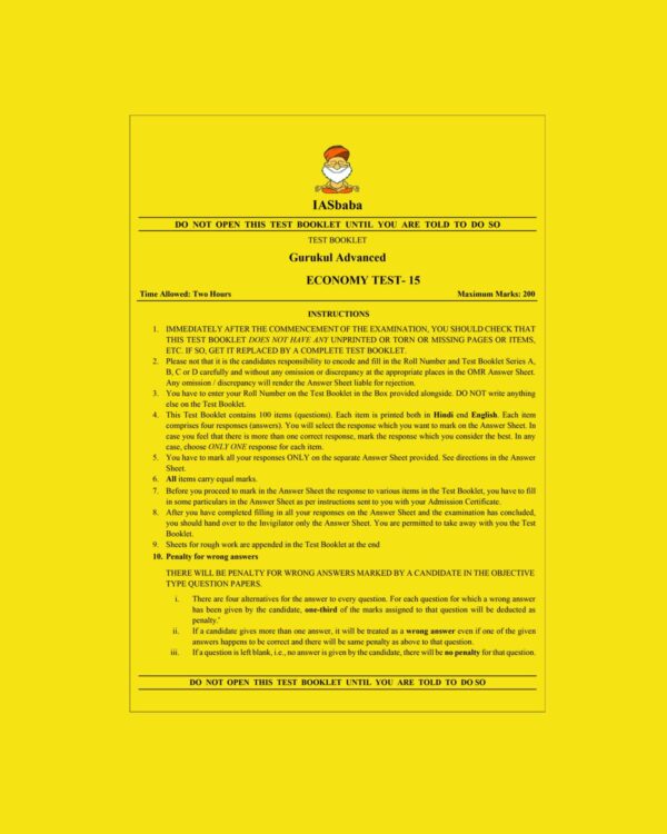 IASBABA 2023 PT TEST-15 (GURUKUL ADVANCED ECONOMY-3) (BLACK & WHITE)