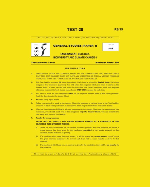 RAUSIAS 2023 TEST-28 GS PAPER-1 ENVIRONMENT , ECOLOGY, BIODIVERSITY AND CLIMATE CHANGE-3 (BLACK & WHITE)
