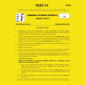 RAUSIAS 2023 TEST-31 GS (PAPER-1) POLITY (BLACK & WHITE)