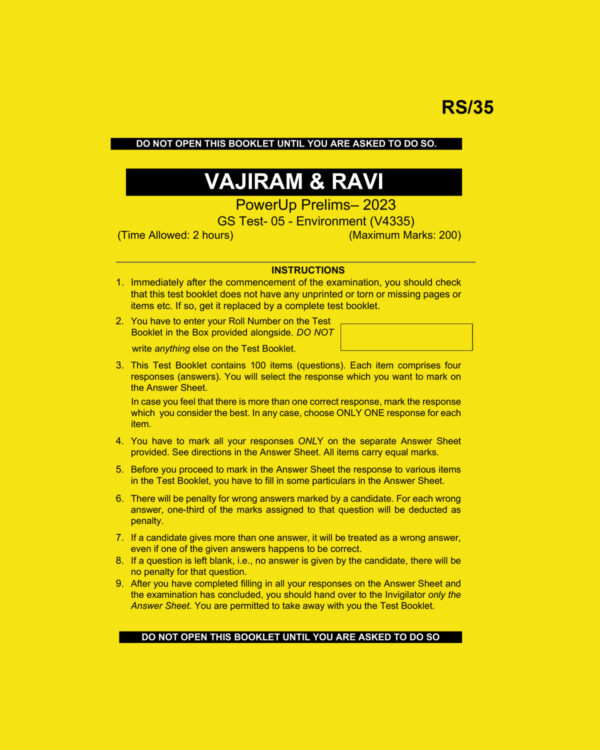 VAJIRAM & RAVI POWERUP PRELIMS 2023 TEST-5 ENVIRONMENT (BLACK & WHITE)