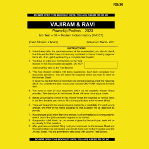 VAJIRAM & RAVI POWERUP PRELIMS 2023 TEST-7 MODERN INDIAN HISTORY (BLACK & WHITE)