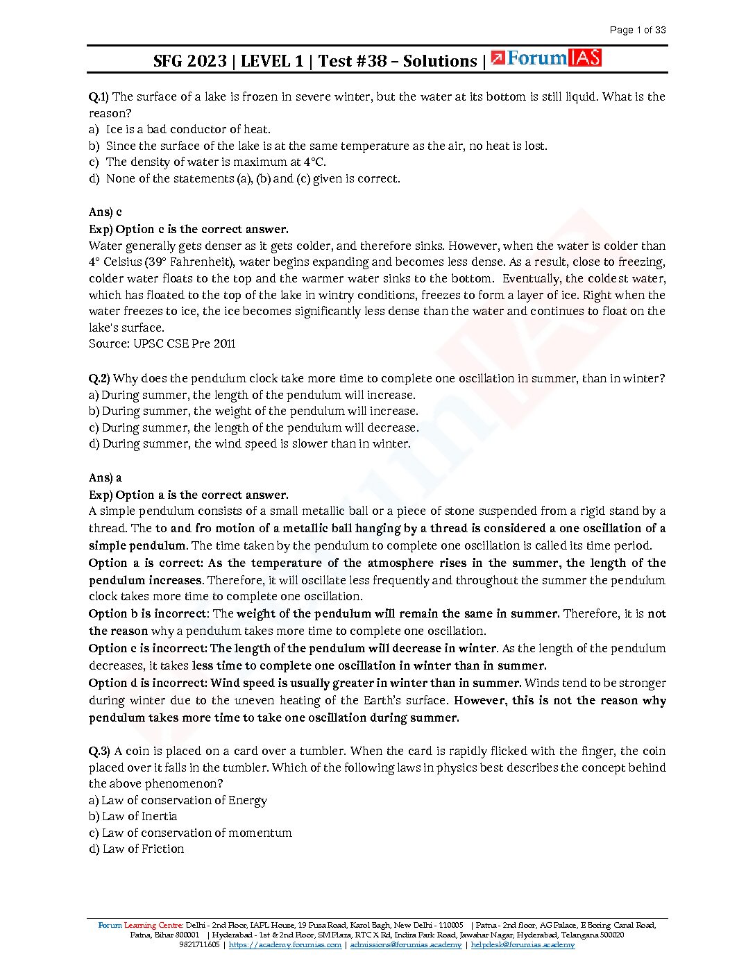 FORUM IAS 2023 SFG LEVEL 1 TEST 38 SCIENCE BLACK WHITE Imagerunners