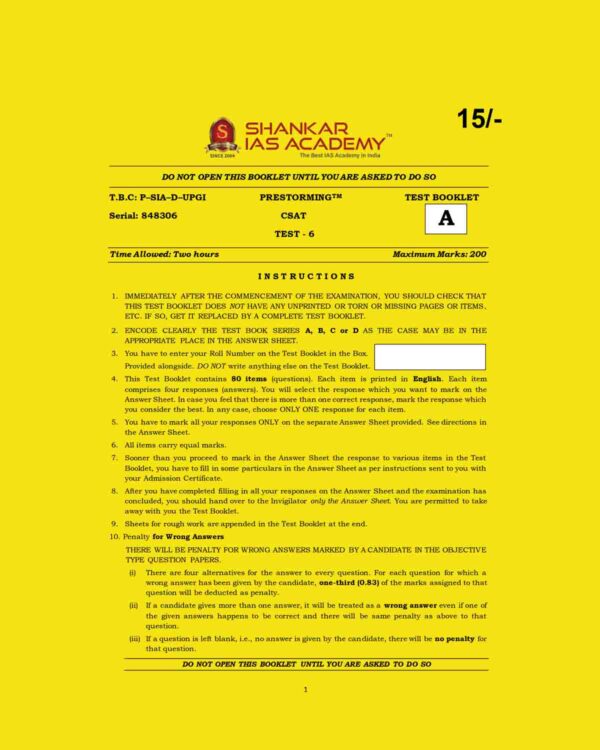 SHANKAR IAS 2023 CSAT TEST-6 FINAL (BLACK & WHITE)