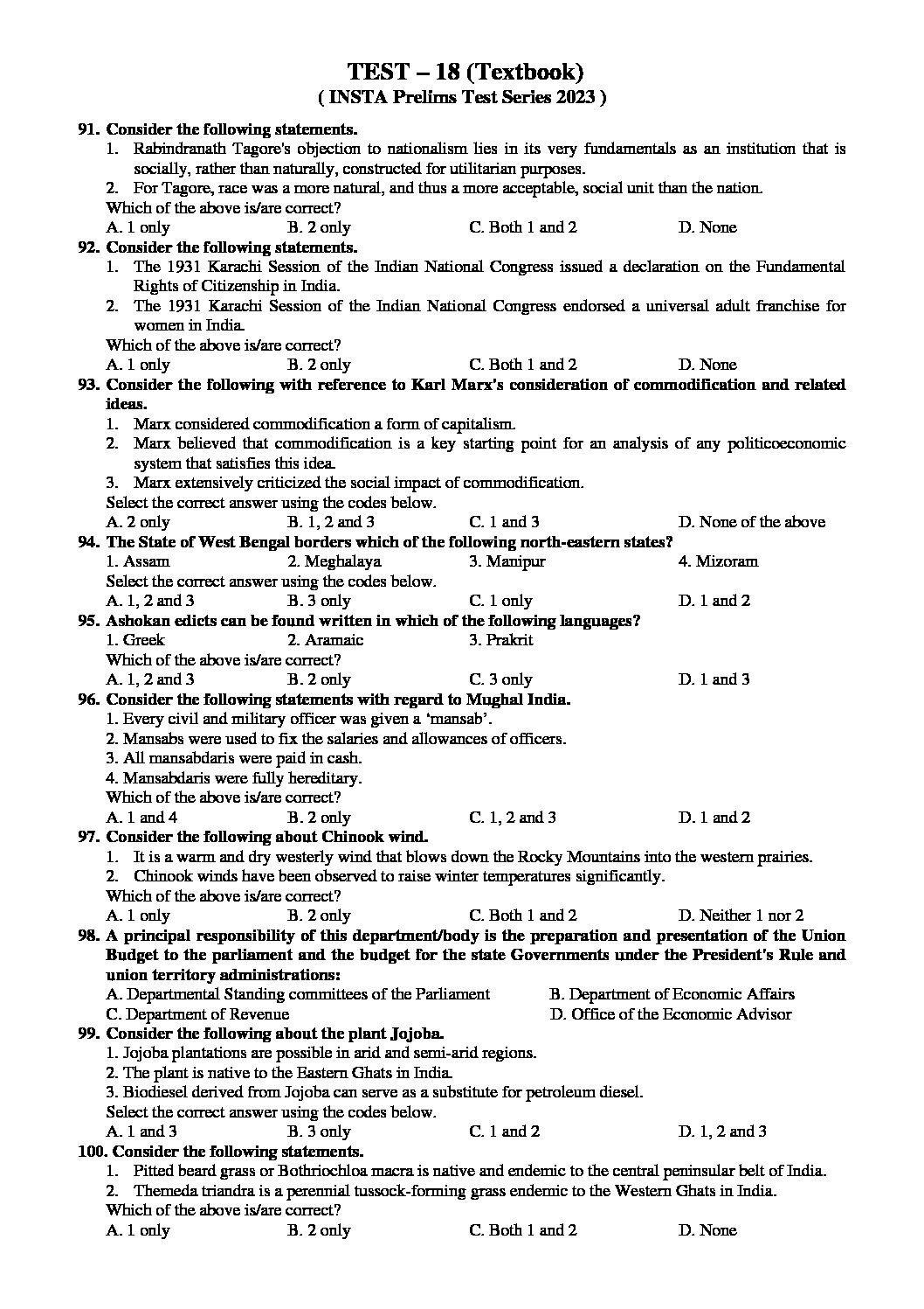 INSIGHTS ONINDIA 2023 PT TEST-18 WITH SOLUTION (REVISION TEST (COVERS PREVIOUS GS TEST 12-17) CURRENT EVENTS RIGHT FROM 1ST JUNE 2022 9THDECEMBER 2022) TEXTBOOK WISE APPROACH 2023 (BLACK & WHITE) - Image 2