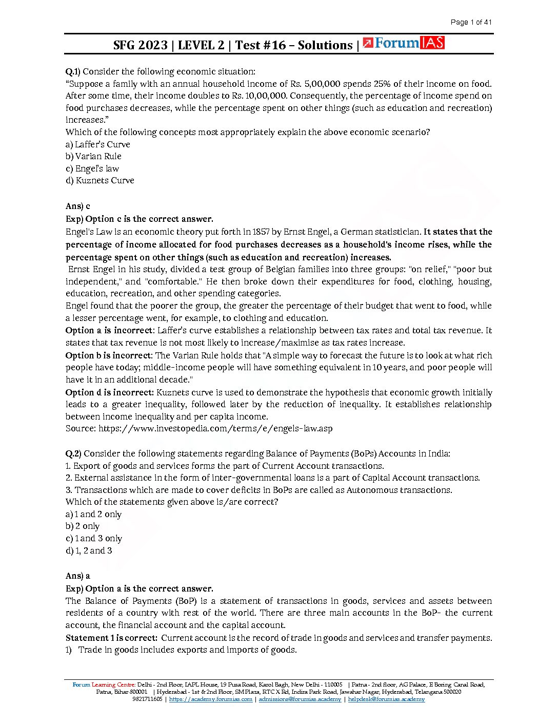 FORUM IAS 2023 SFG LEVEL 2 TEST 16 ECONOMY BLACK WHITE Imagerunners