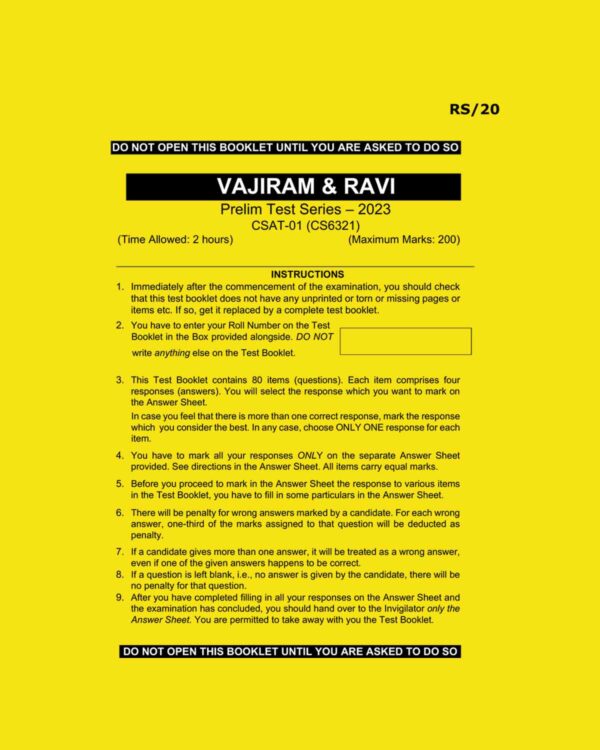 VAJIRAM & RAVI 2023 TEST-1 (CS6321) (BLACK & WHITE)