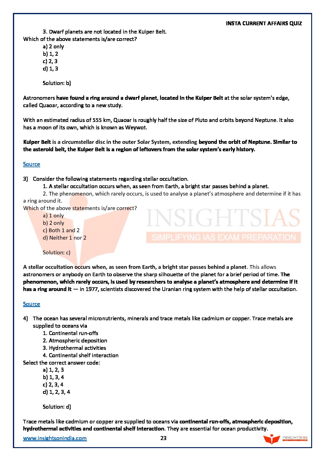INSIGHTS IAS INSIGHTSONINDIA INSTA CURRENT AFFAIRS QUIZ MARCH 2023 (BLACK  WHITE)