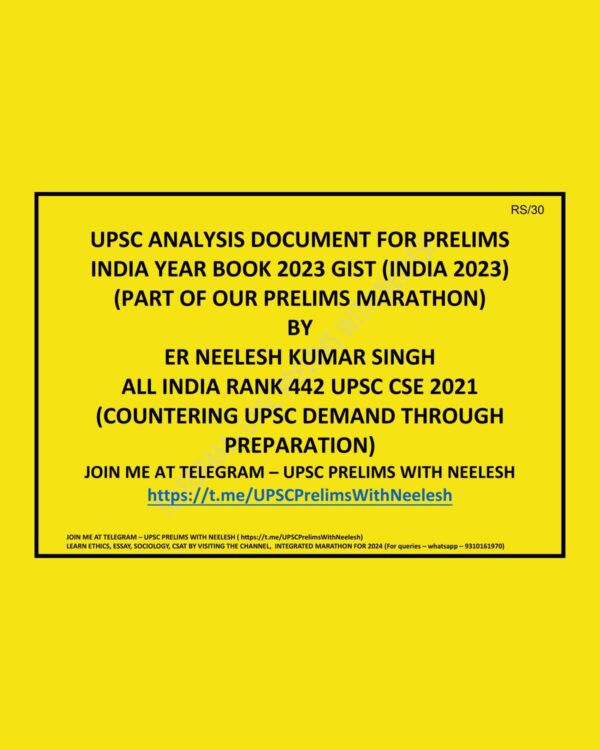 NEELESH KUMAR SINGH RANK 442 CSE 2021 INDIA YEAR BOOK 2023 GIST (INDIA 2023) ANALYSIS (BLACK & WHITE)