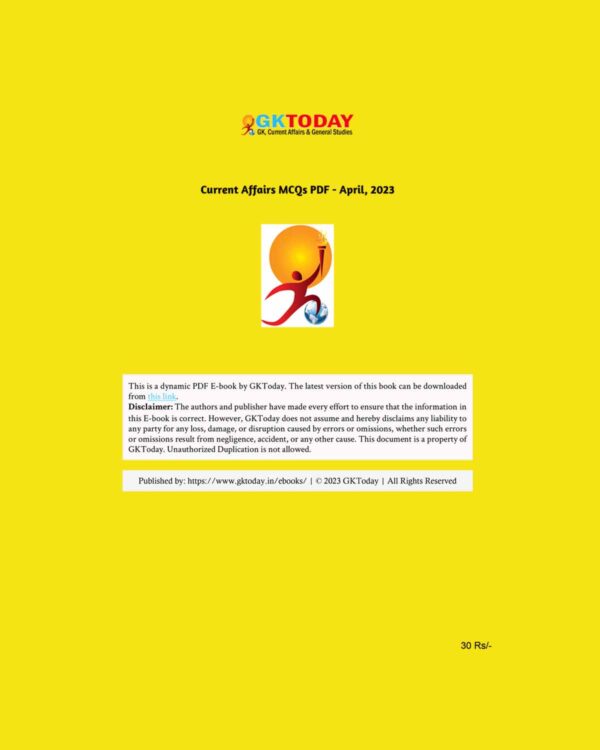 GK TODAY CURRENT AFFAIRS QUIZ APRIL 2023 (ENGLISH MEDIUM) (BLACK & WHITE)