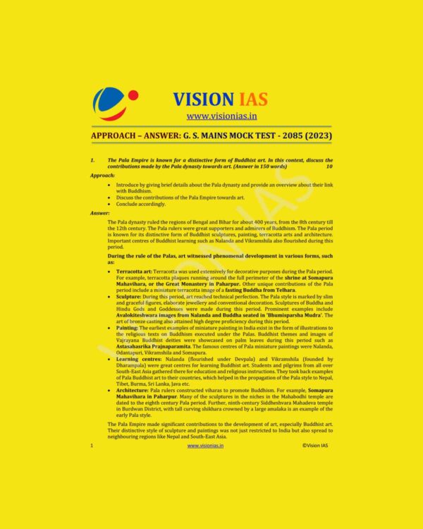 VISION IAS 2023 MODEL ANSWER TEST-2085 (2023) MODEL ANSWERS- (BLACK & WHITE)