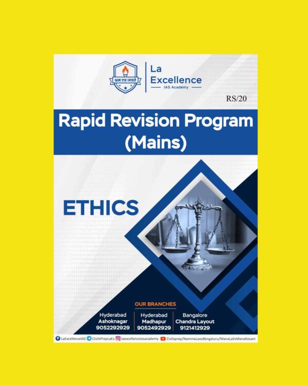 LA EXCELLENCE MAINS RAPID REVISION PROGRAM 2023 ETHICS 2023 ENGLISH MEDIUM (BLACK & WHITE)
