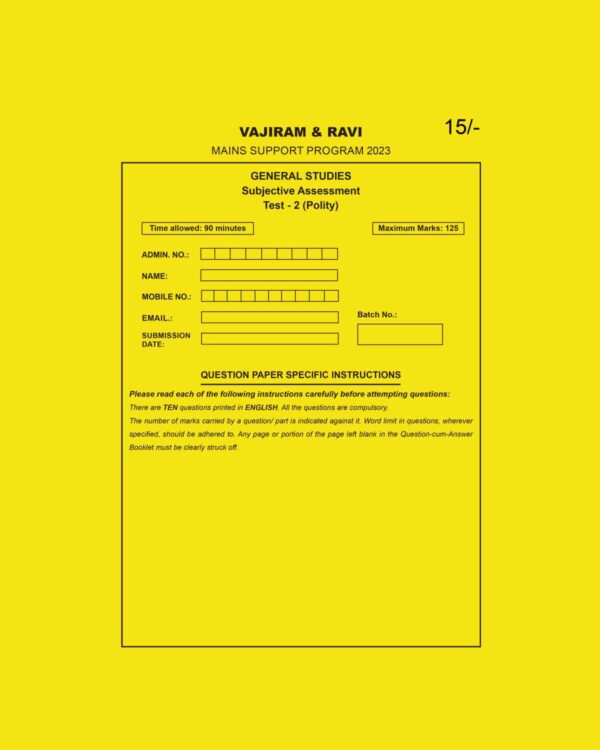 VAJIRAM & RAVI 2023 QCA TEST-01 (POLITY) 2023 (BLACK & WHITE)