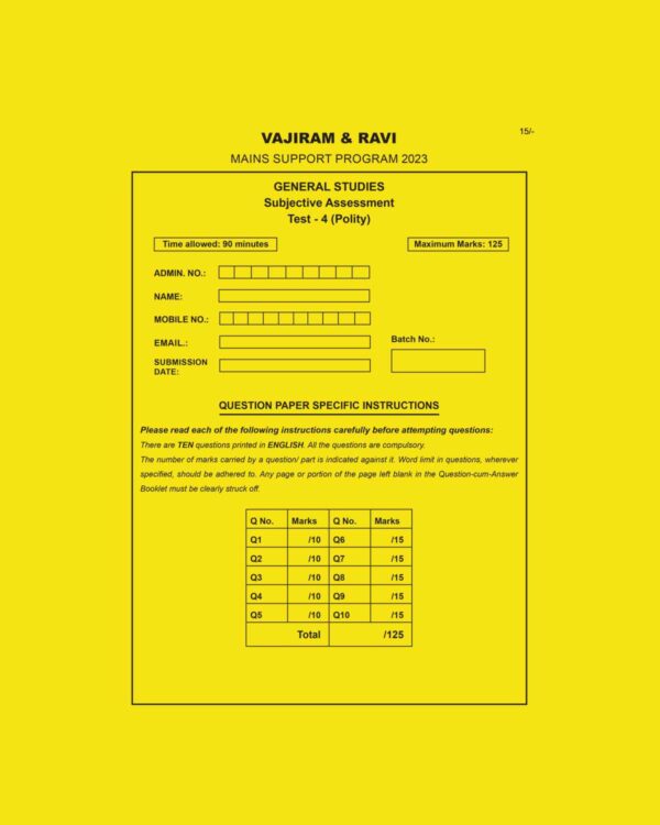 VAJIRAM & RAVI 2023 QCA TEST-01 TO 04 (POLITY) 2023 (BLACK & WHITE) GROUPED
