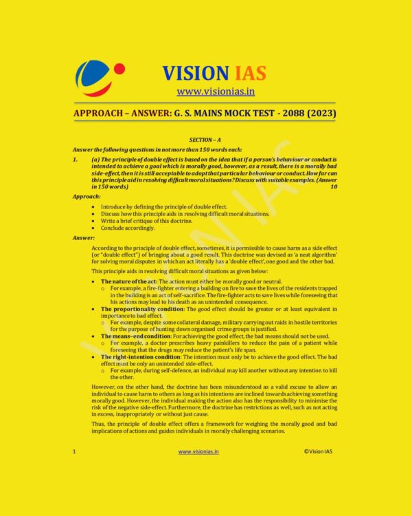 VISION IAS 2023 MODEL ANSWER TEST-2088 (2023) ENGLISH MEDIUM GS MAINS MOCK TEST (BLACK & WHITE)