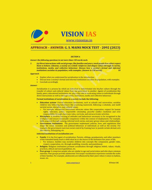 VISION IAS 2023 MODEL ANSWERS TEST-2092 (2023) ENGLISH MEDIUM (BLACK & WHITE)