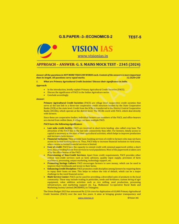 VISION IAS 2024 MODEL ANSWERS TEST-05 (2345) 2024 MODEL ANSWERS ENGLISH MEDIUM (BLACK & WHITE)